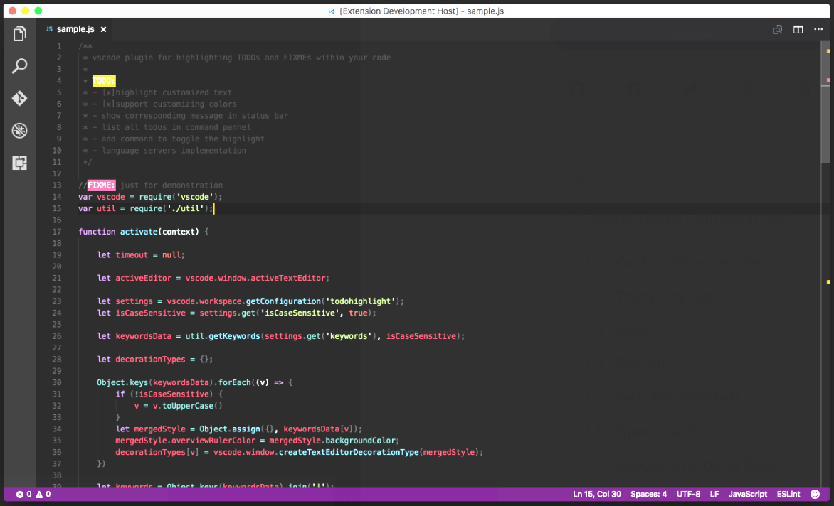 強調表示されるtodoコメント from todo highlightの説明ページ